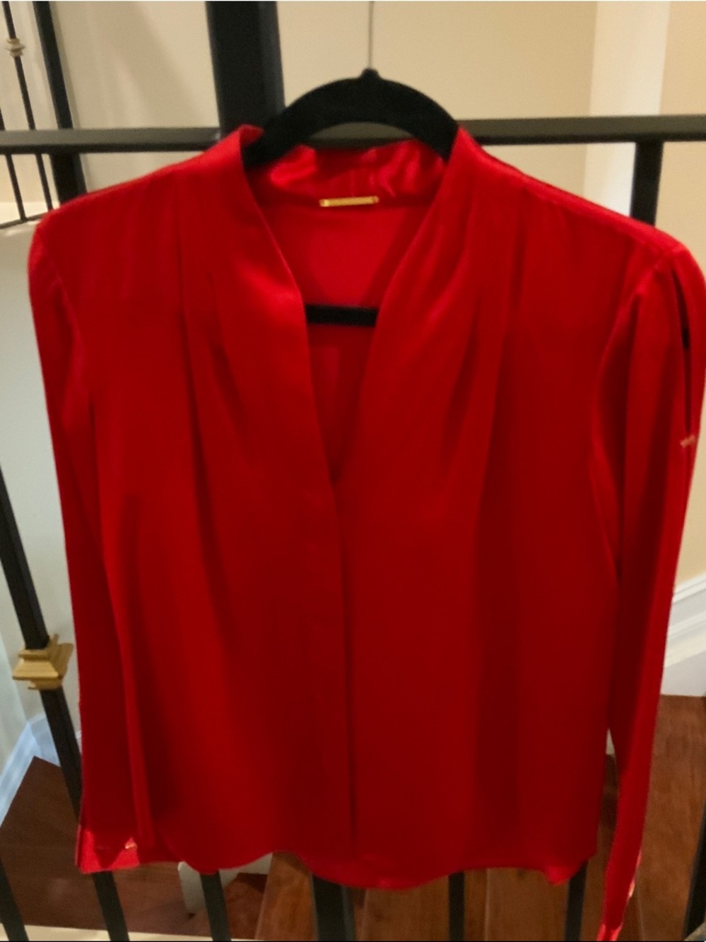 Elie Tahari Red satin silk blouse